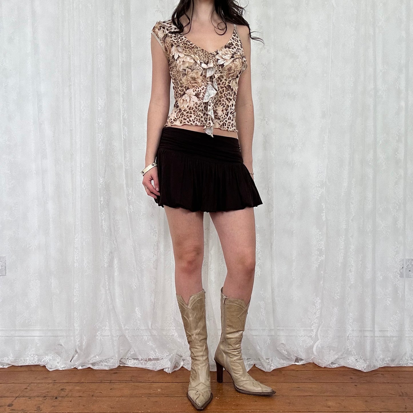 vintage 00s floral leopard print cami top