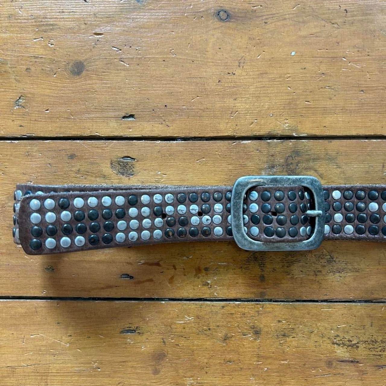 vintage 00s brown leather studded belt