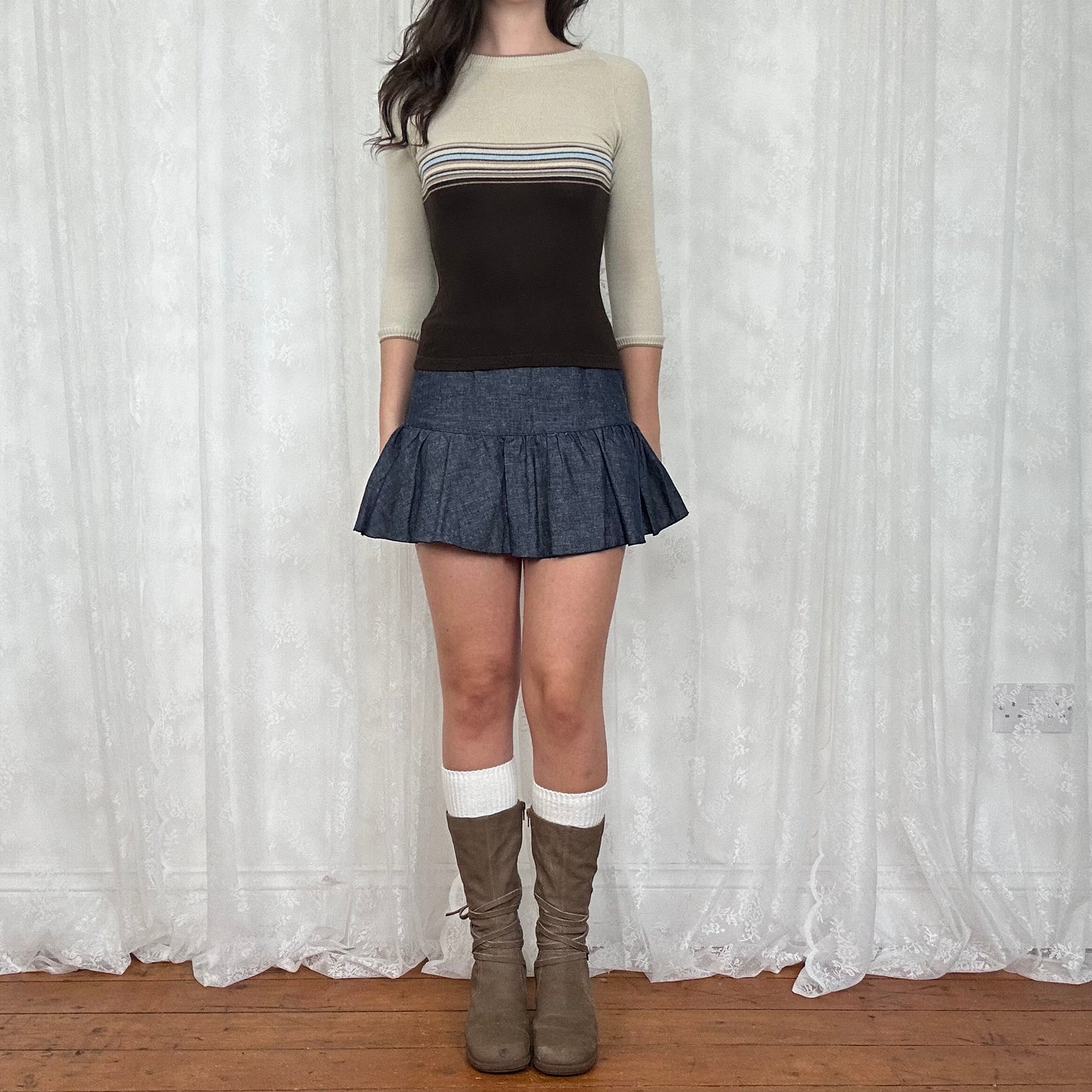 vintage 00s dark wash denim mini skirt