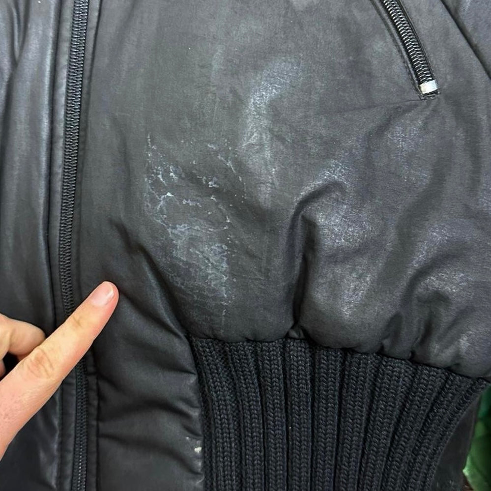 vintage 00s black cinched waist bomber jacket