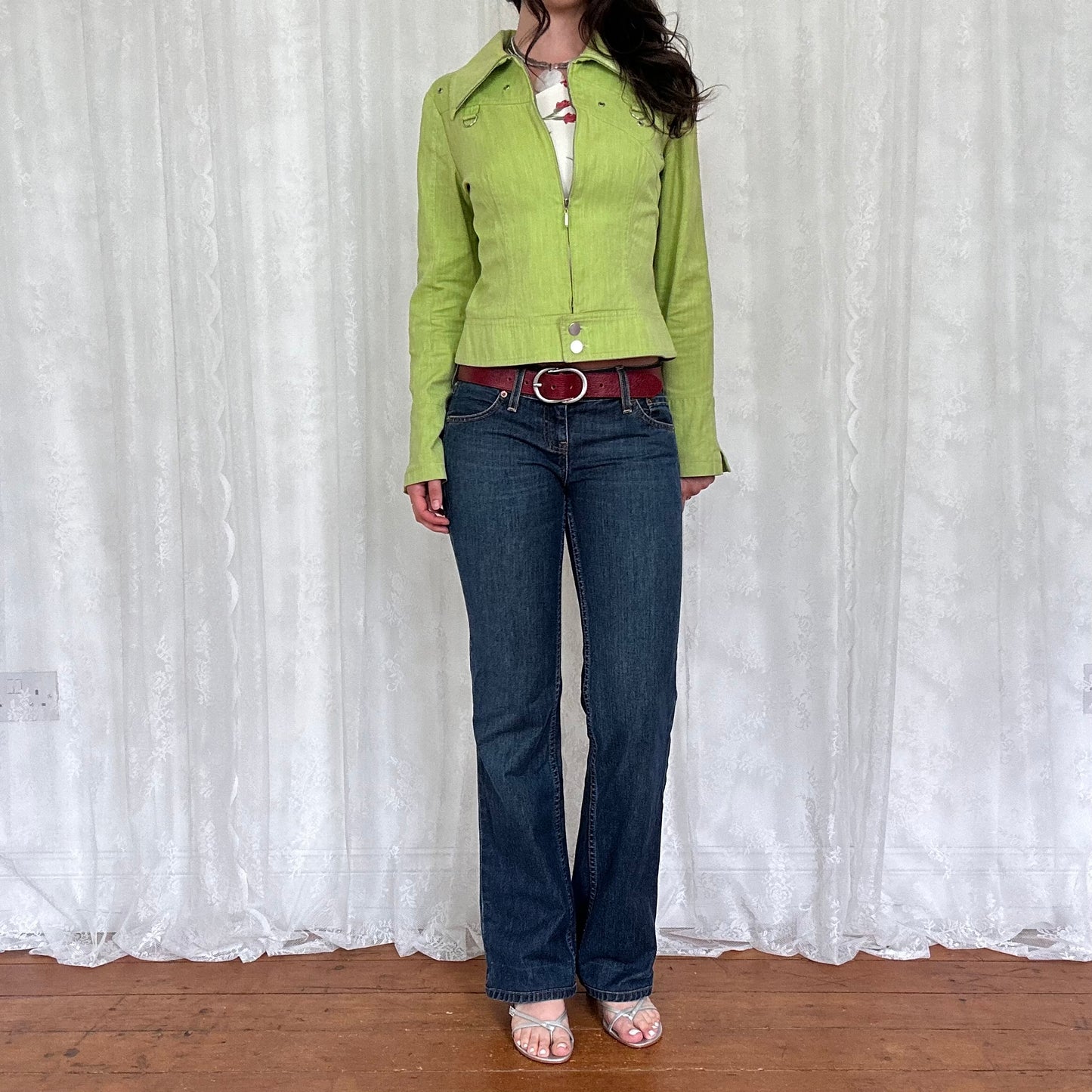 vintage 00s green zip up lightweight jacket