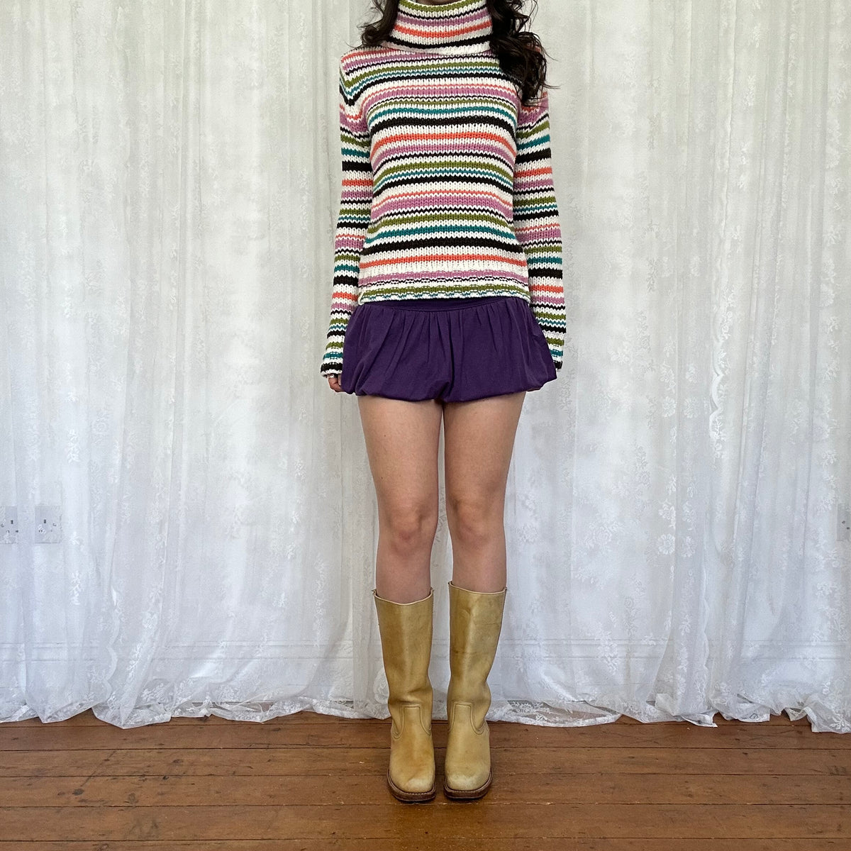 vintage 00s killah striped roll neck knitted jumper