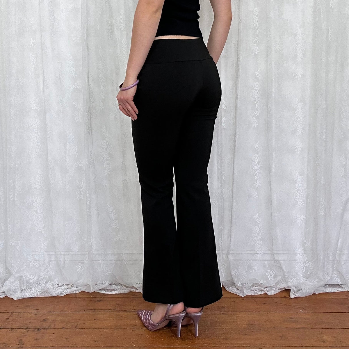 vintage 00s black studded eyelet suit trousers