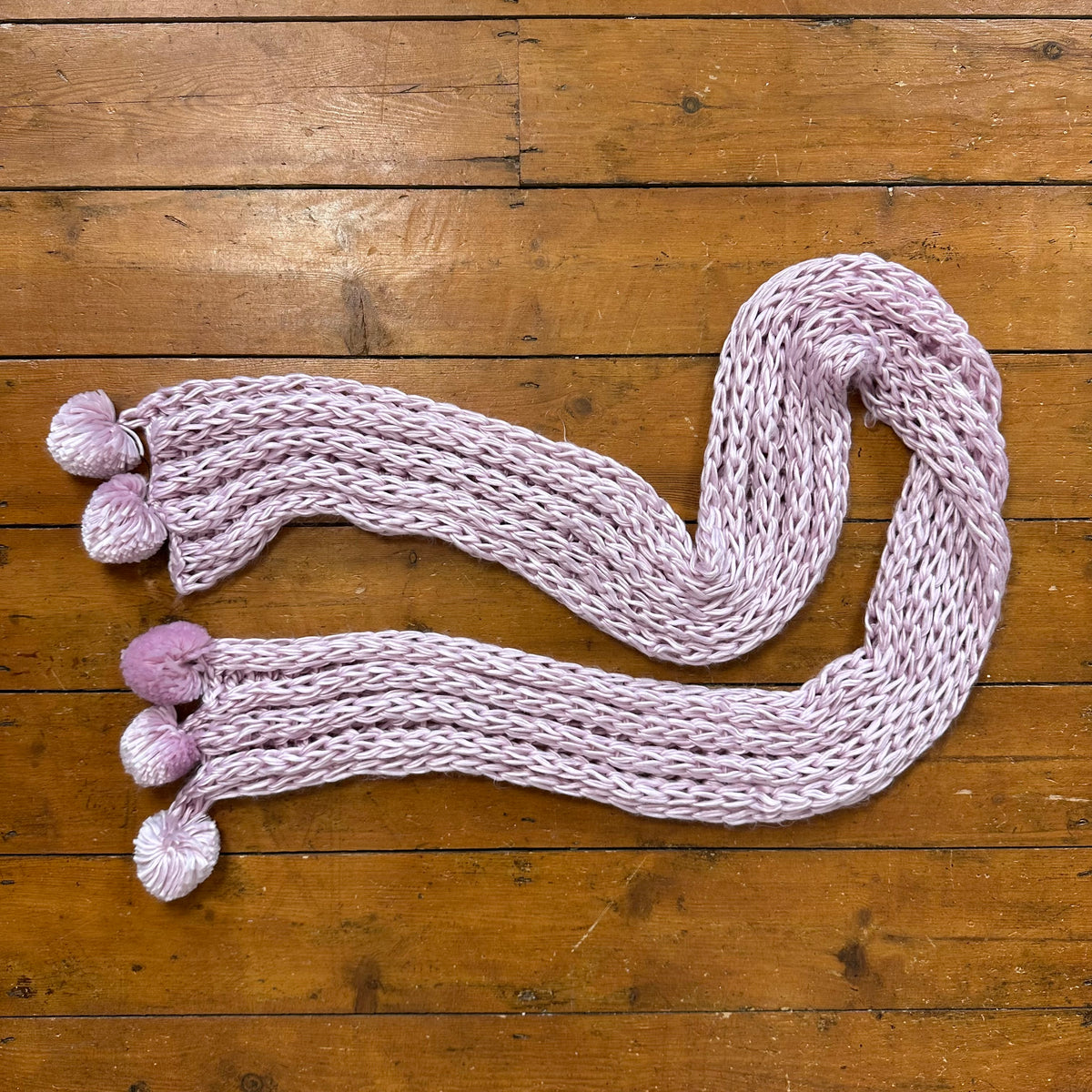 vintage 00s pale pink crochet knit scarf