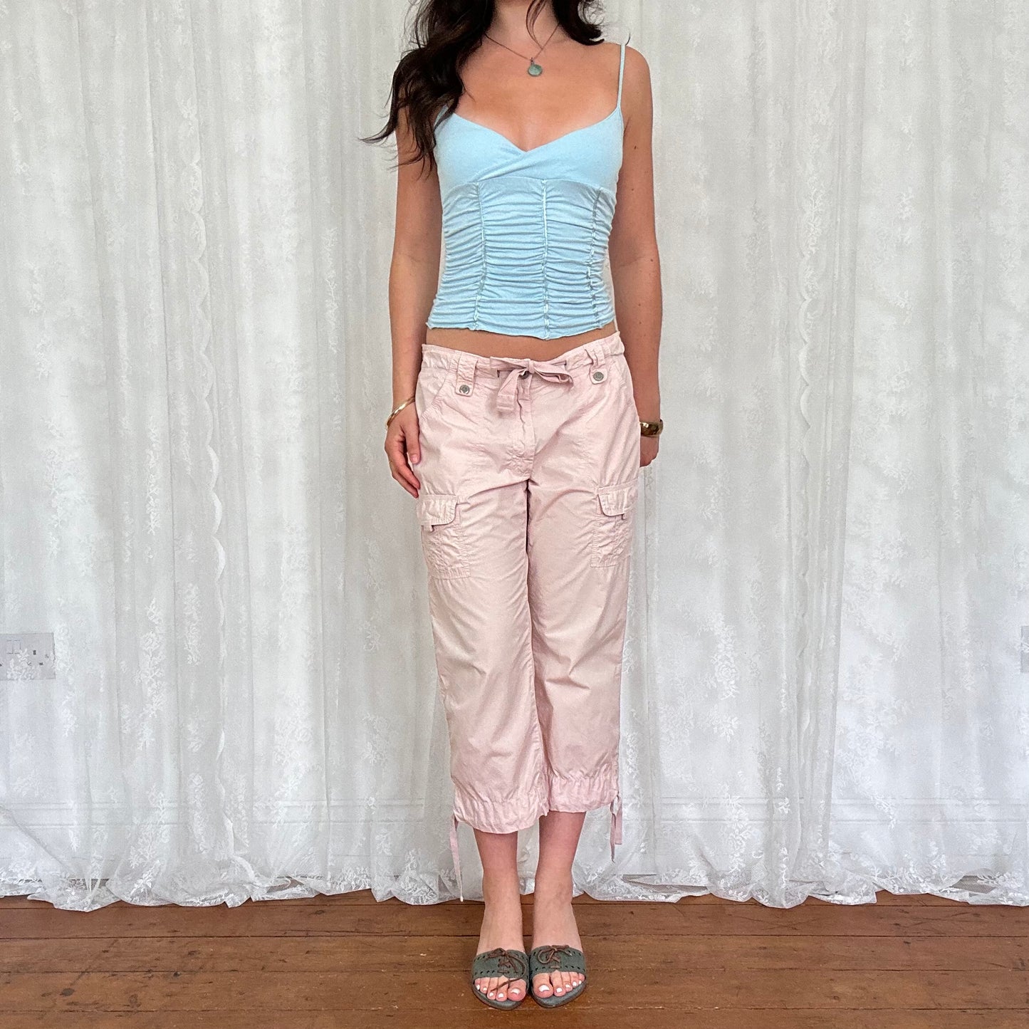 vintage 00s baby blue ruched cami
