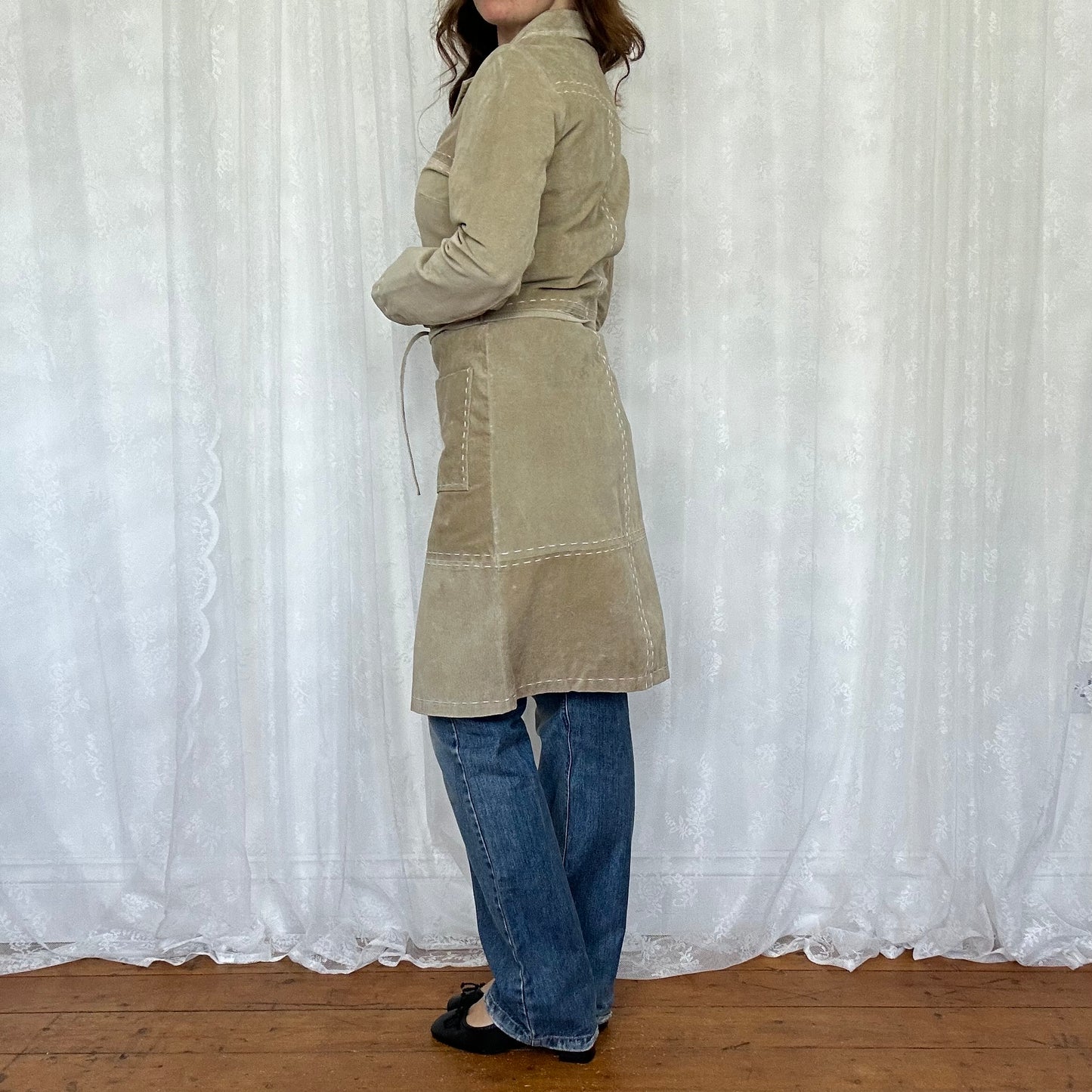 vintage 00s genuine leather long coat