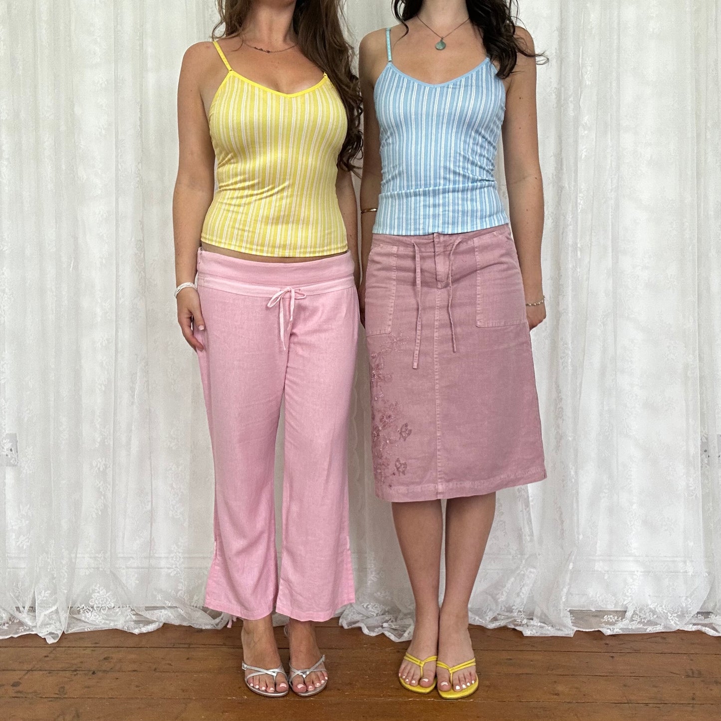 vintage 00s dusky pink embroidered midi skirt