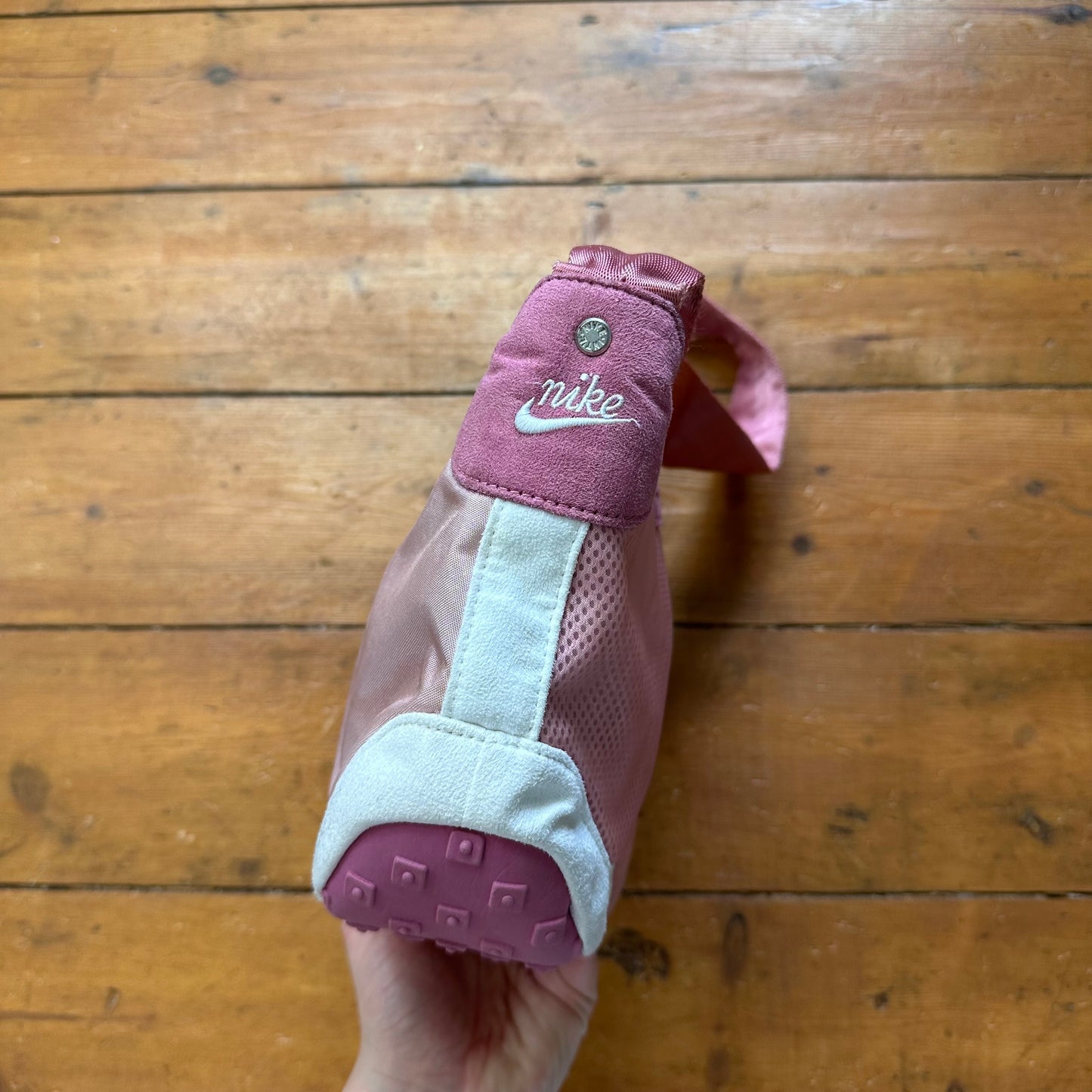 vintage 00s pink Nike mini baguette sneaker sole bag