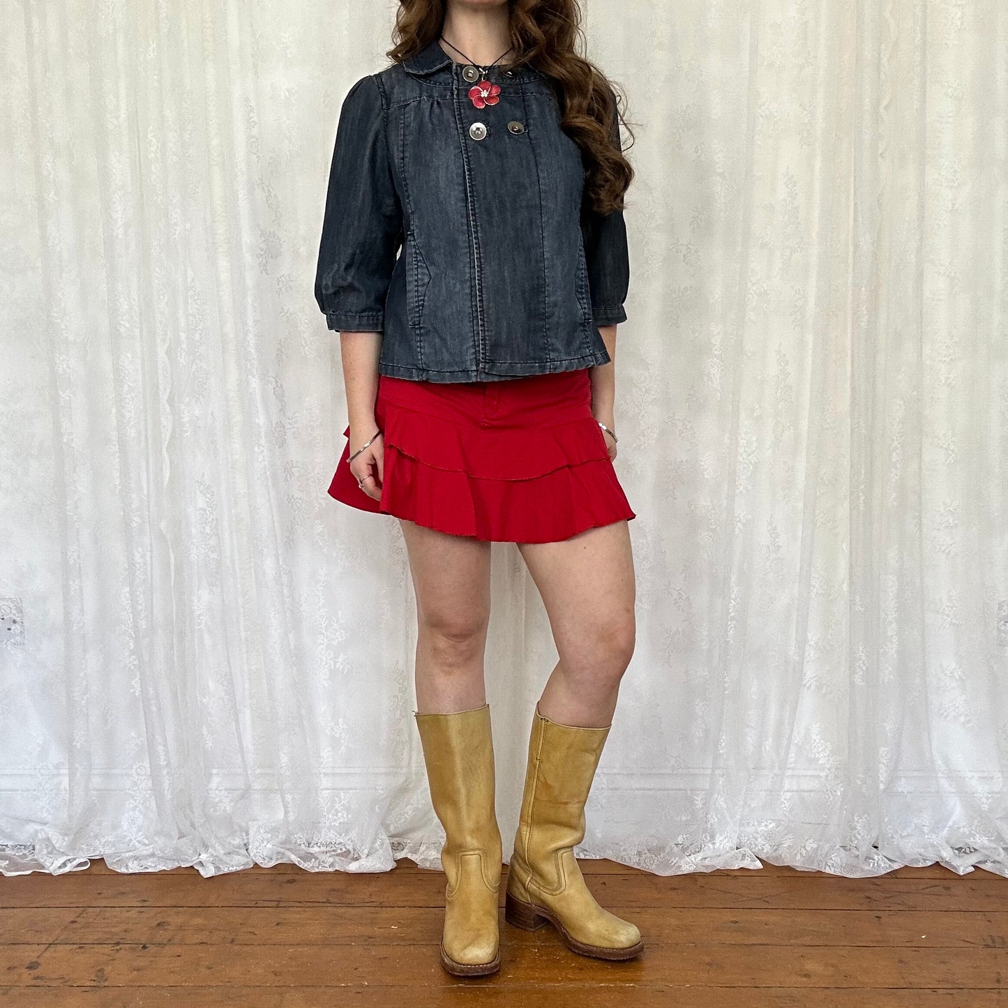 vintage 00s navy denim peacoat