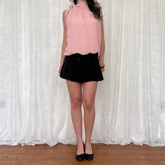 vintage 00s pink polka dot high neck top