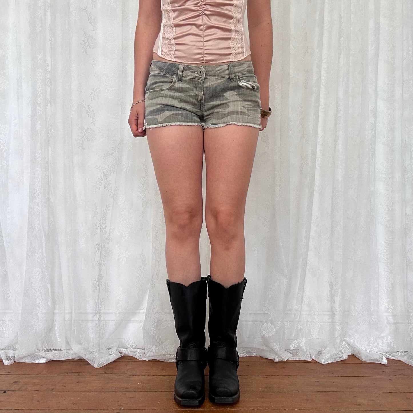 vintage 00s camouflage micro mini shorts