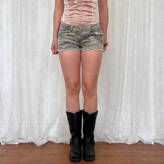 vintage 00s camouflage micro mini shorts