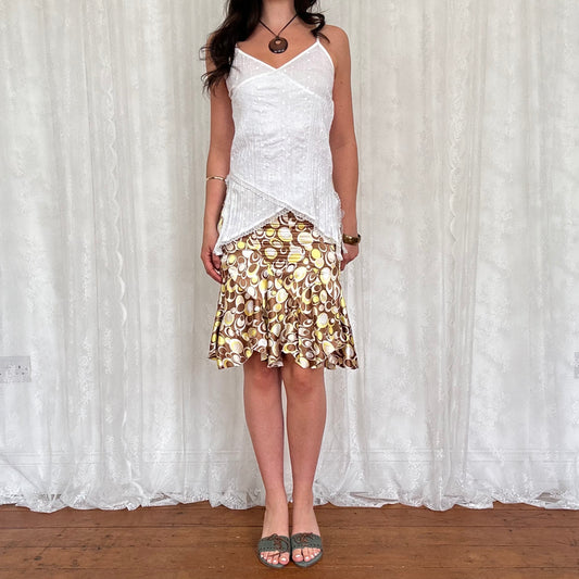 vintage 00s white broderie asymmetrical cami