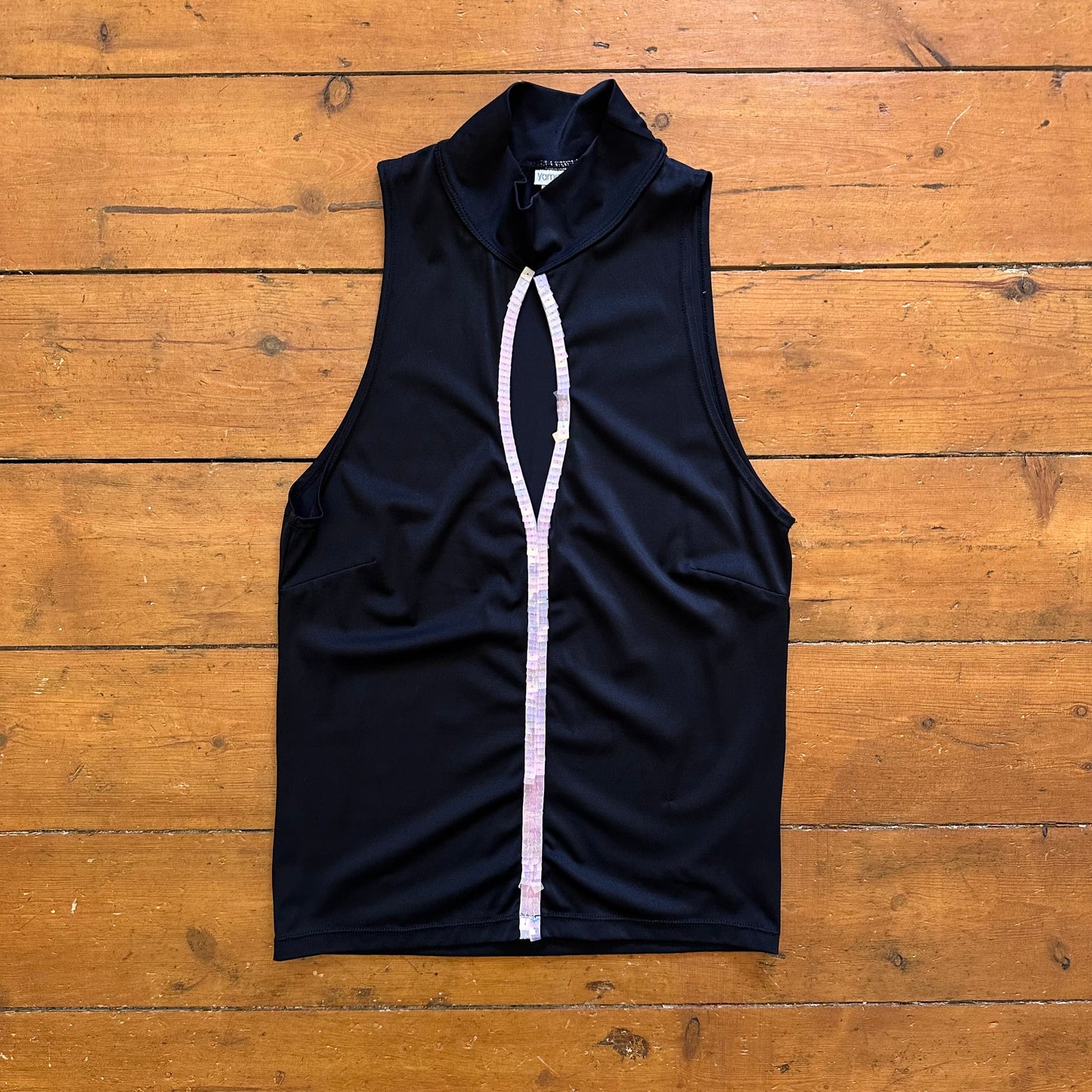 vintage 00s black slinky keyhole top
