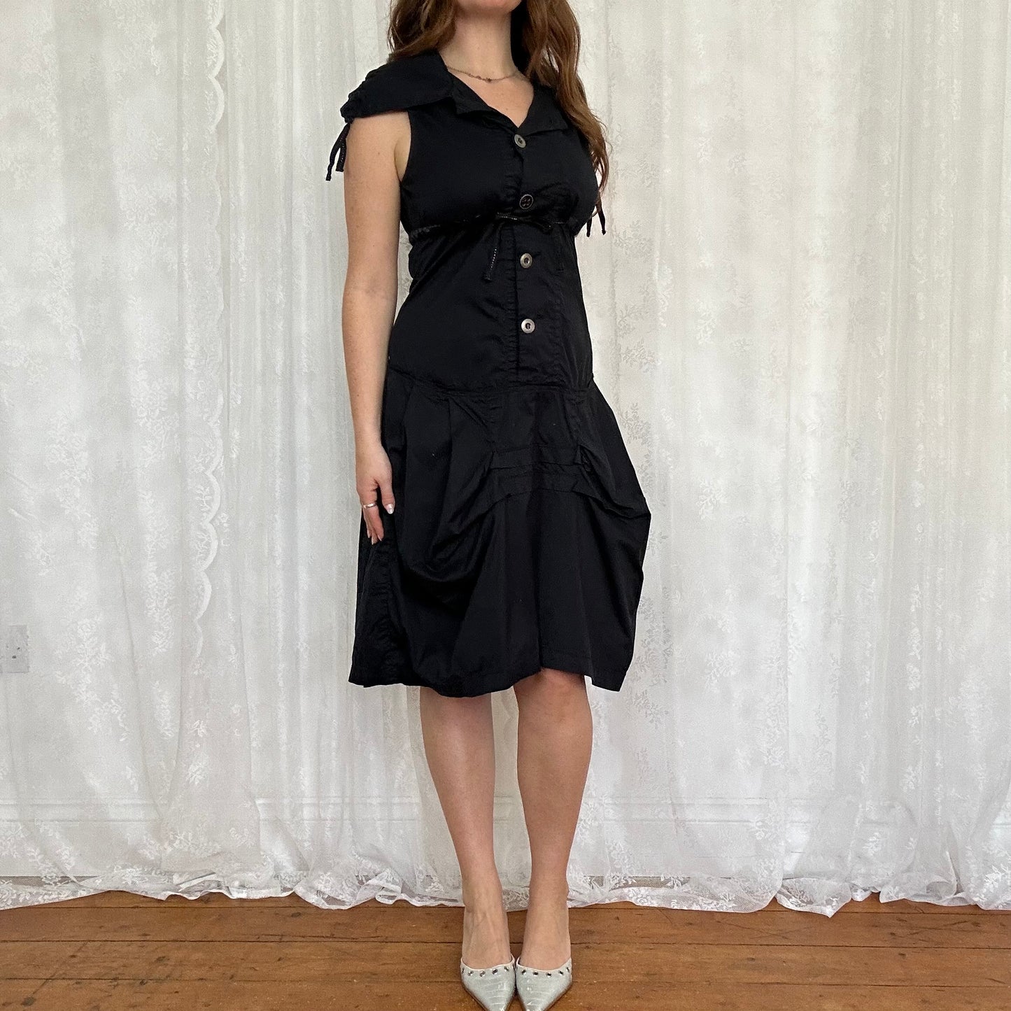 vintage 00s button up oversized collar dress