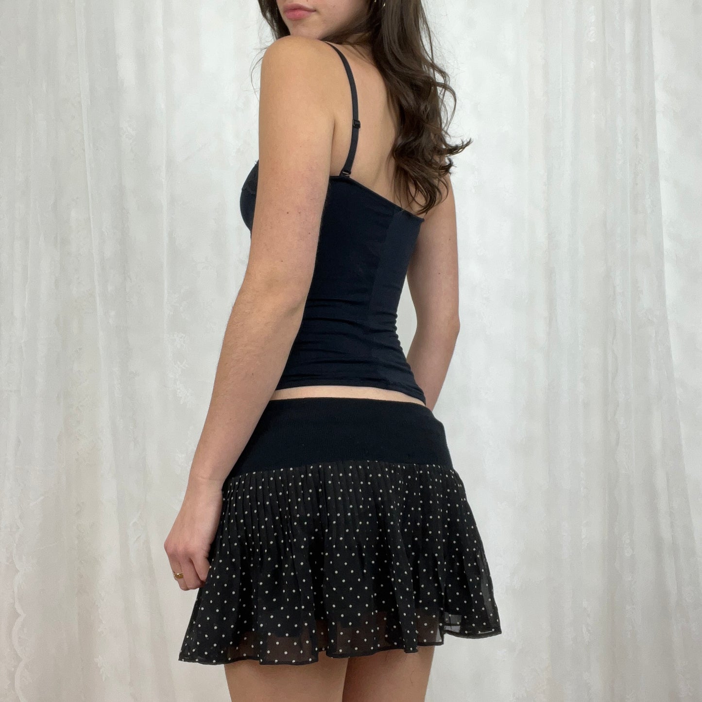 vintage 00s black lace trim cami