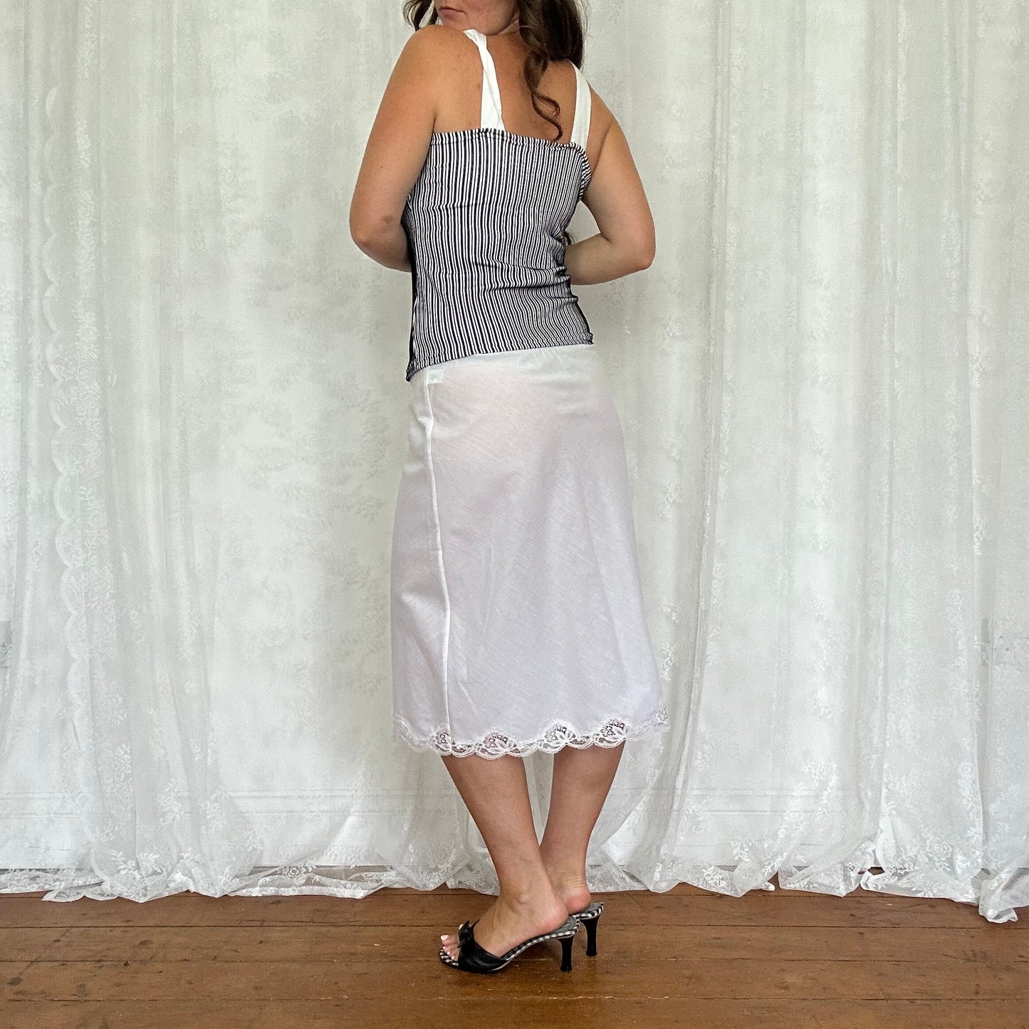 vintage 00s black and white stripe cami