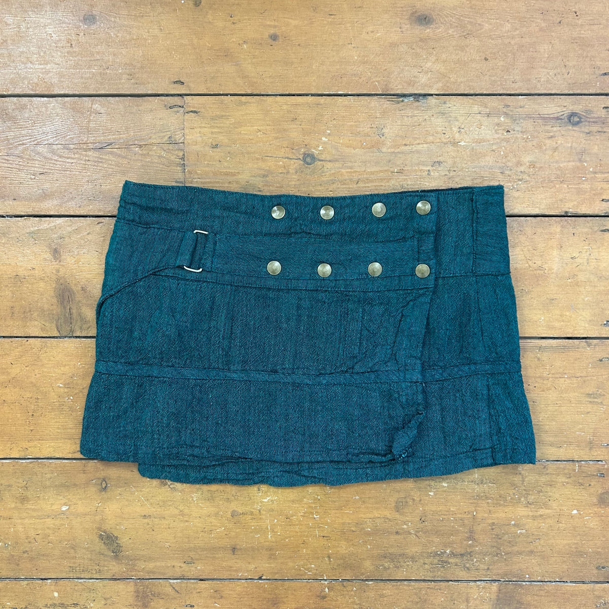 vintage 00s blue green wrap mini skirt