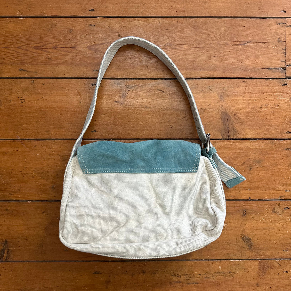 vintage 00s baby blue and white cargo bag