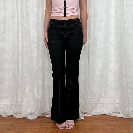 vintage 00s black flared fitted trousers