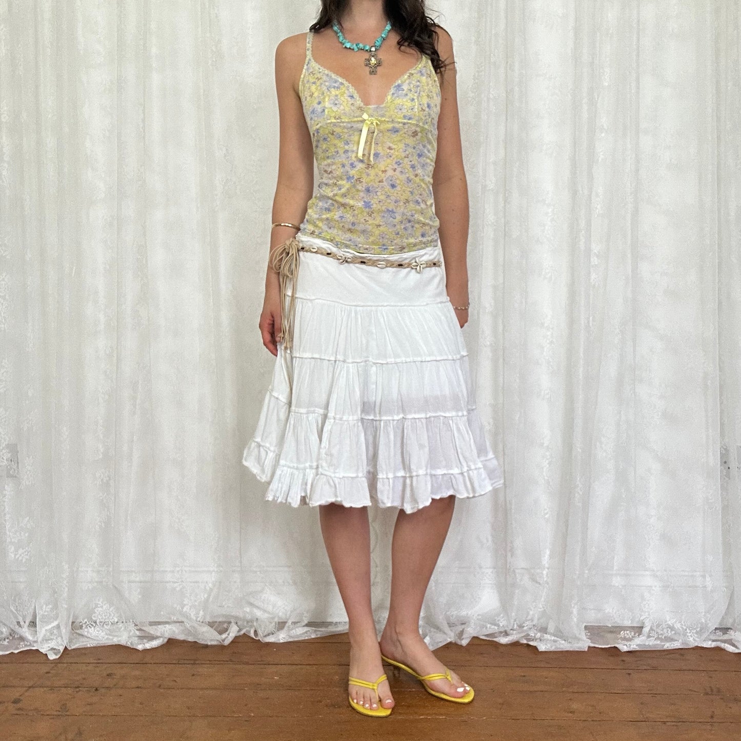 vintage 00s yellow floral intimissimi cami