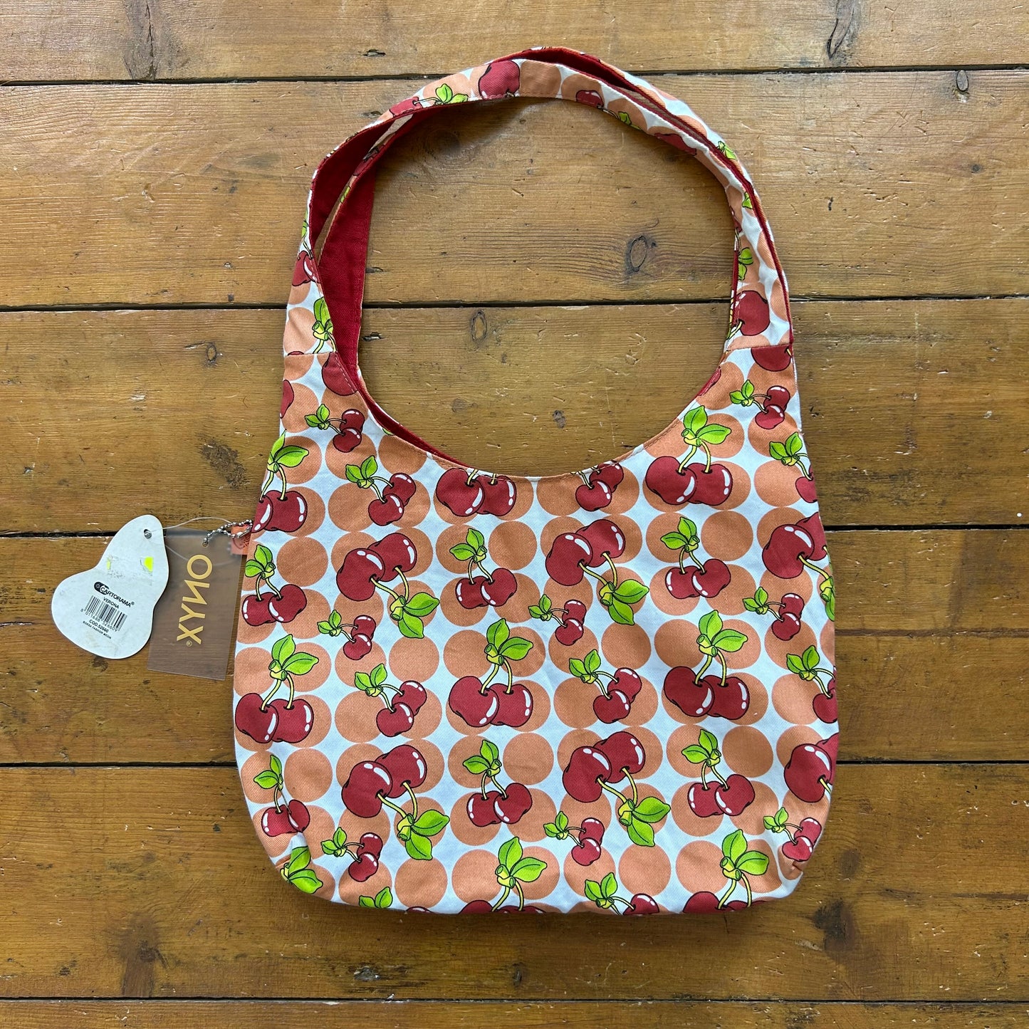 vintage 00s cherry print polka dot shoulder bag
