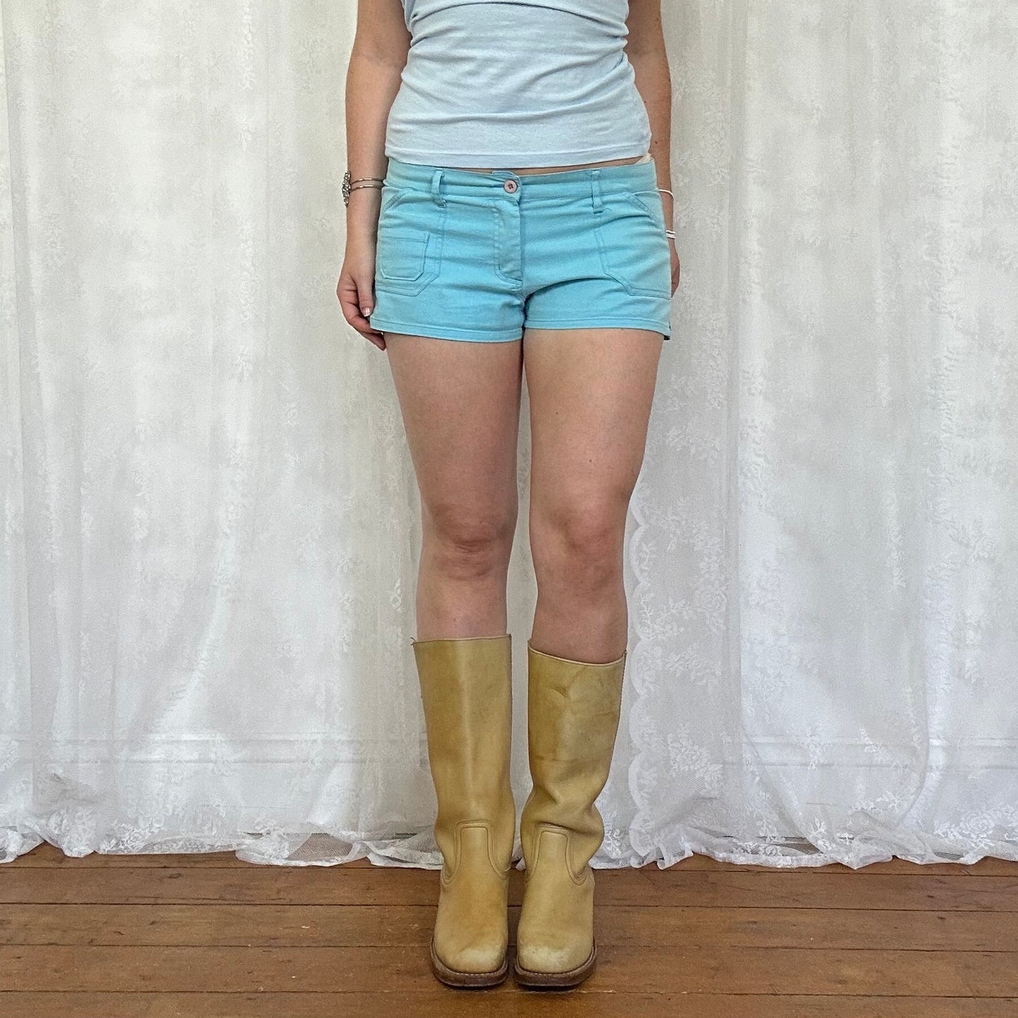 vintage 00s aqua blue mini shorts