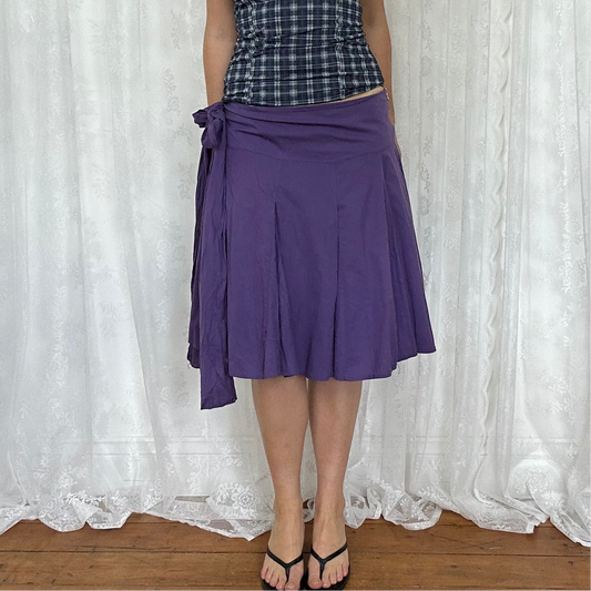 vintage 00s purple pleated midi skirt