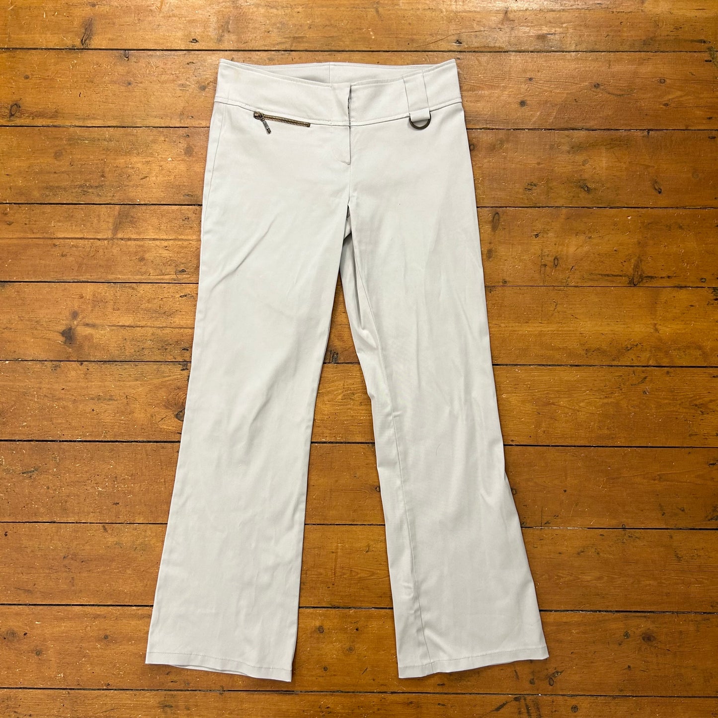 vintage 00s beige flared suit style trousers