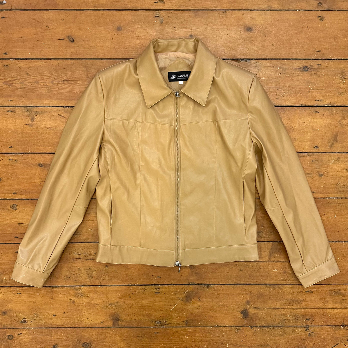 vintage 00s tan dual zip jacket