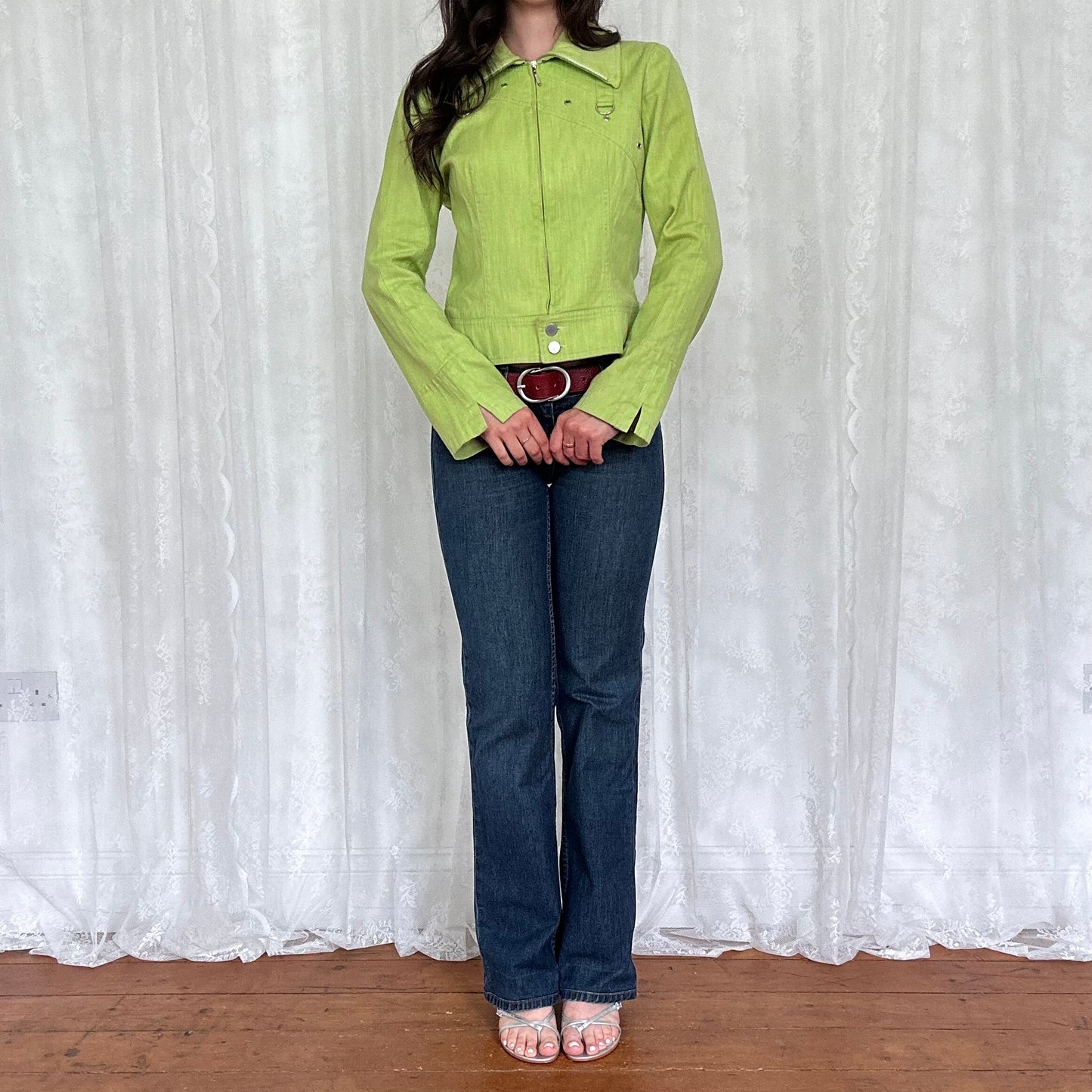 vintage 00s green zip up lightweight jacket