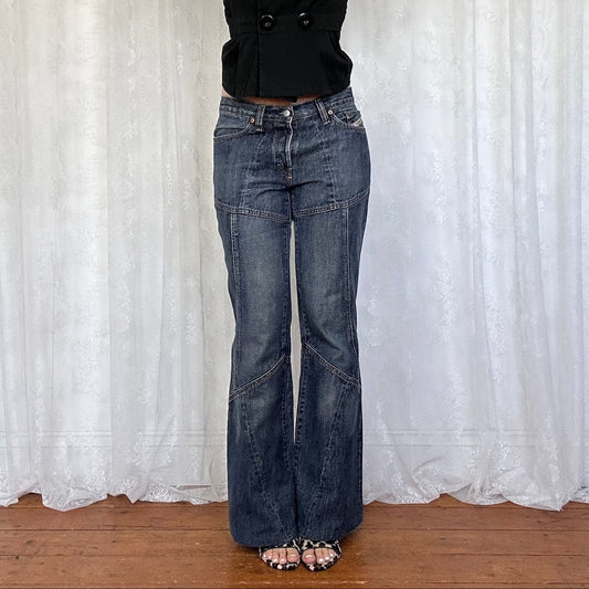 vintage 00s diesel patchwork wide leg jeans