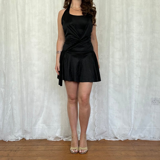 vintage 00s black sparkly slinky halter dress