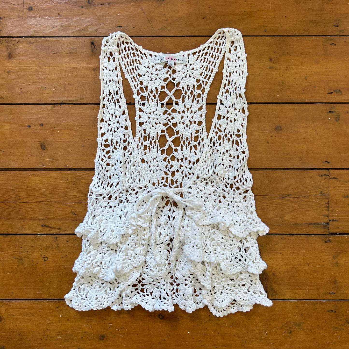 vintage 00s white crochet cardigan