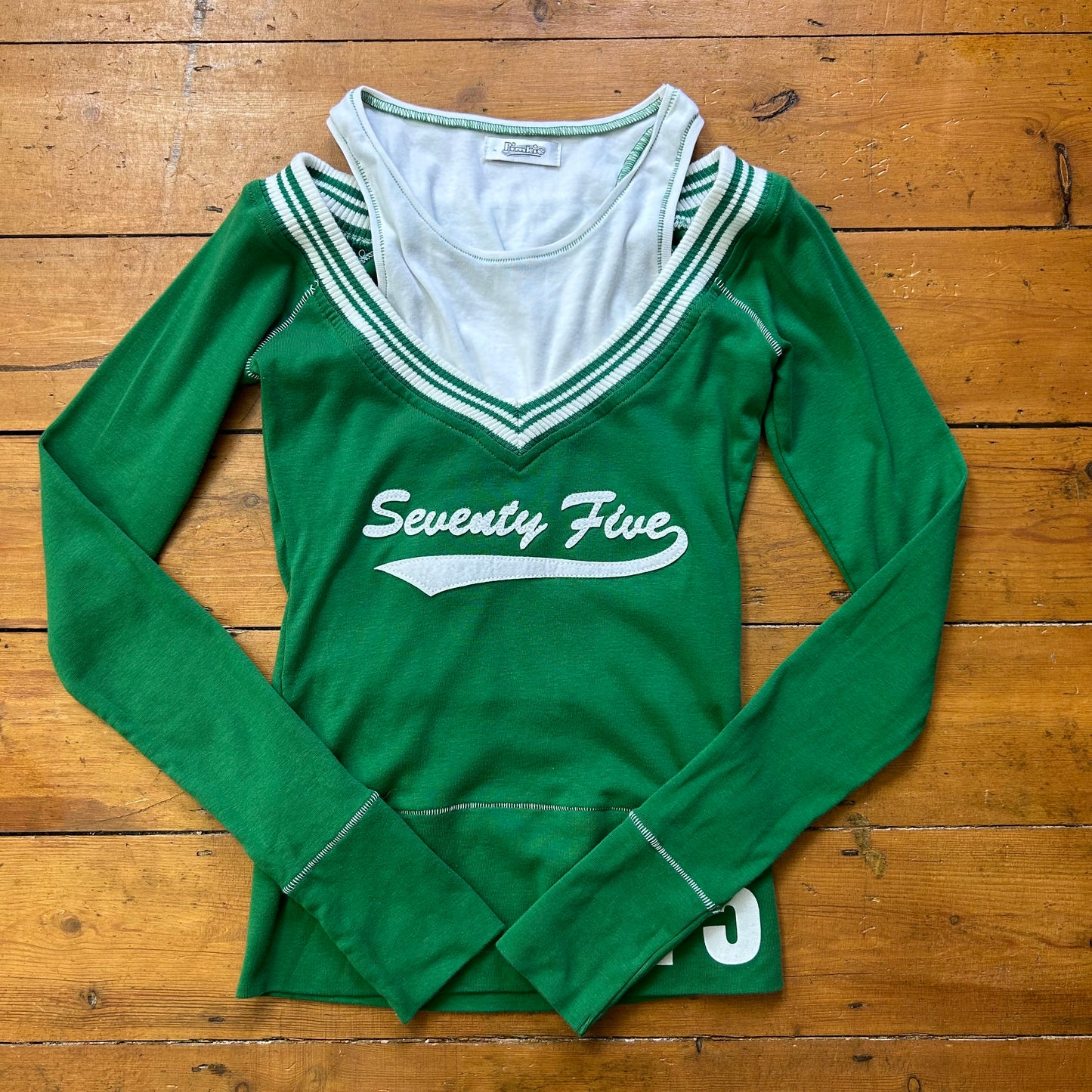 vintage 00s green double layer sporty long sleeve top