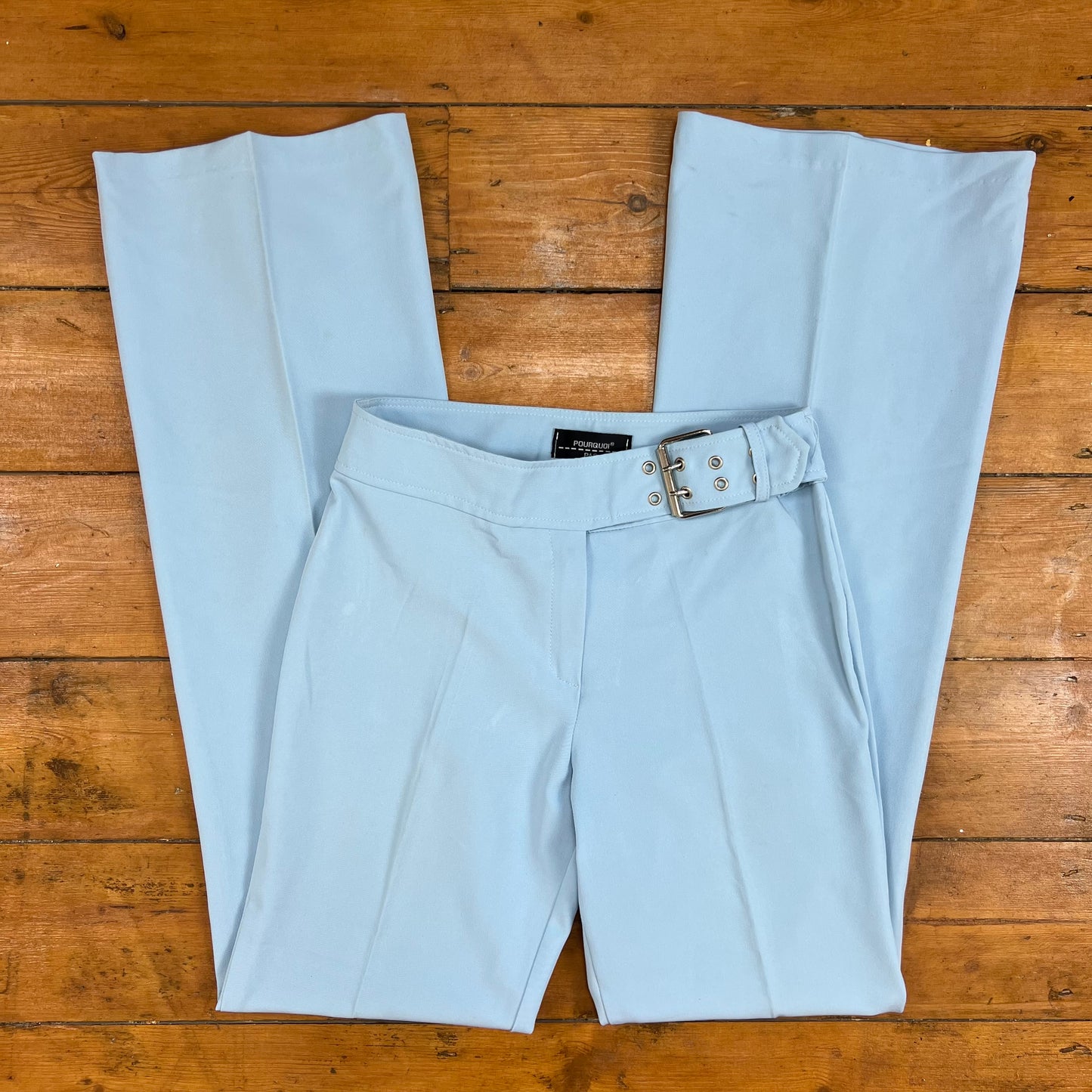 vintage 00s blue buckle suit trousers