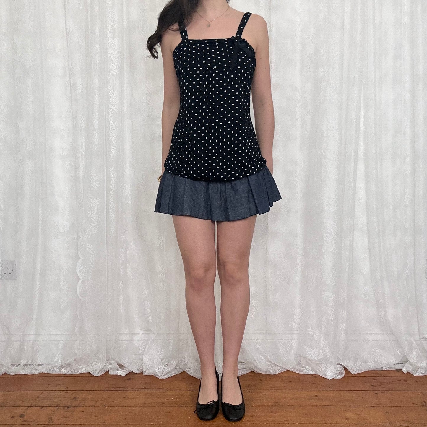 vintage 00s polka dot bubble hem cami
