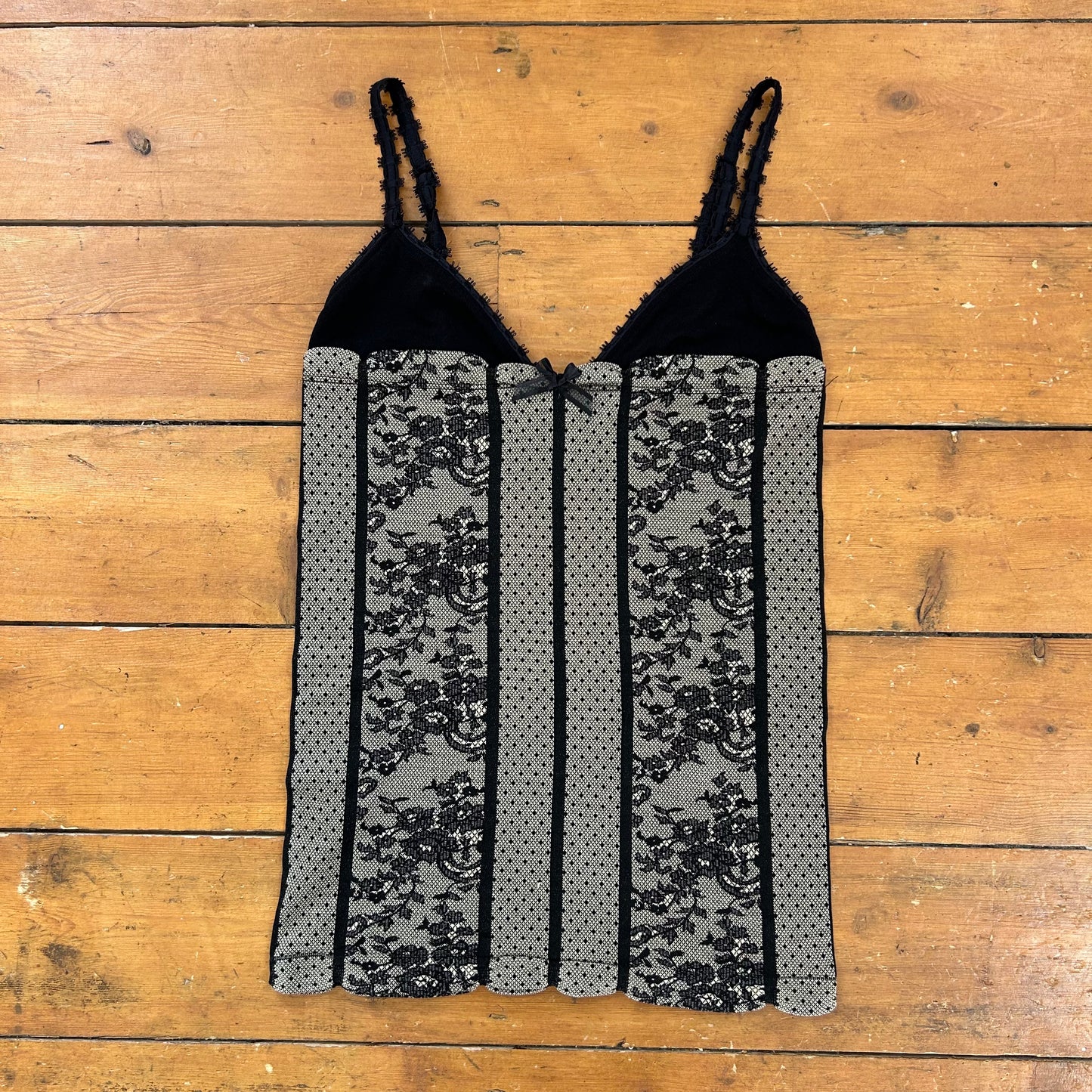 vintage 00s black patterned cami top