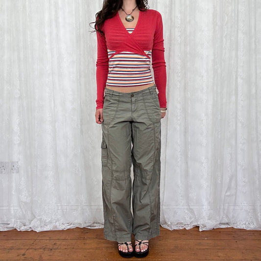vintage 00s coral / red wraparound cropped cardigan