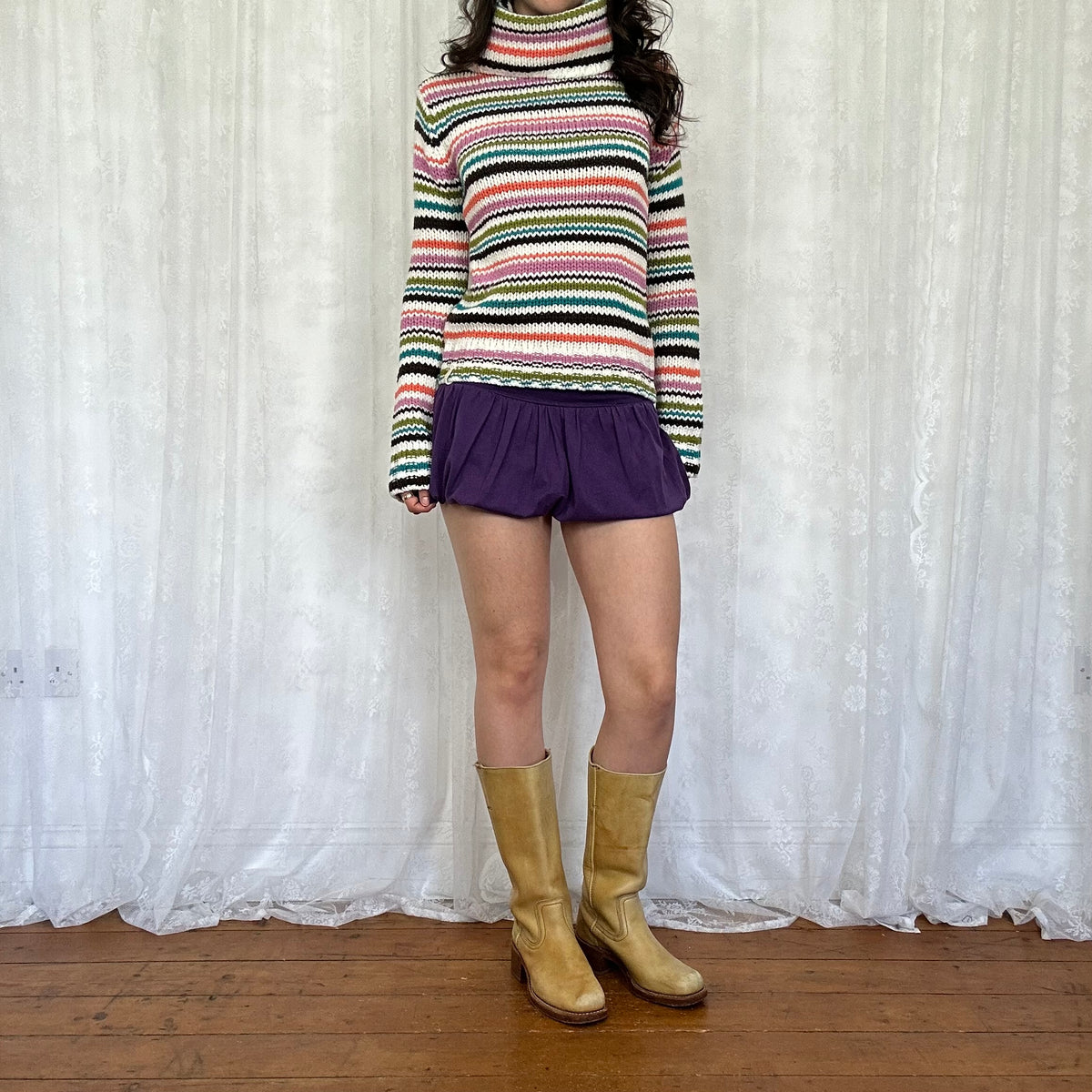 vintage 00s killah striped roll neck knitted jumper