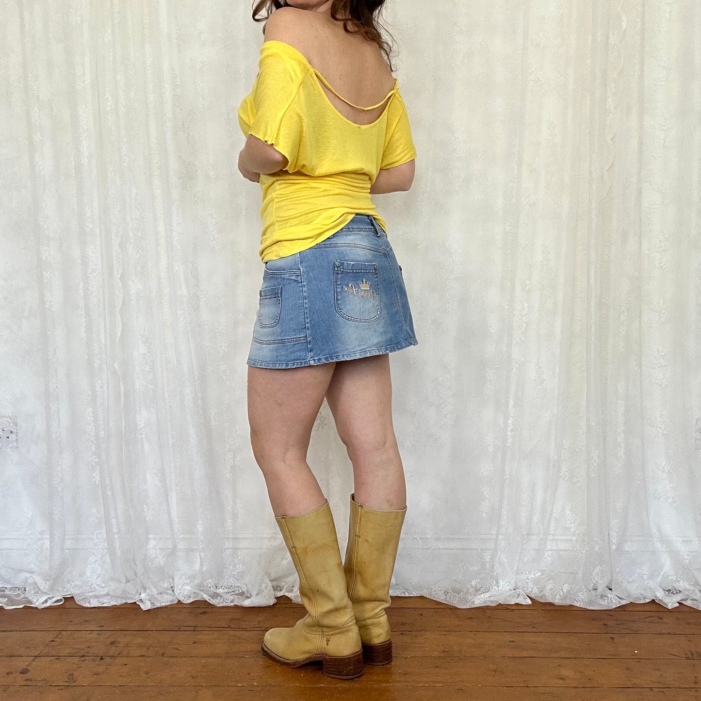 vintage 00s yellow cowl neck top
