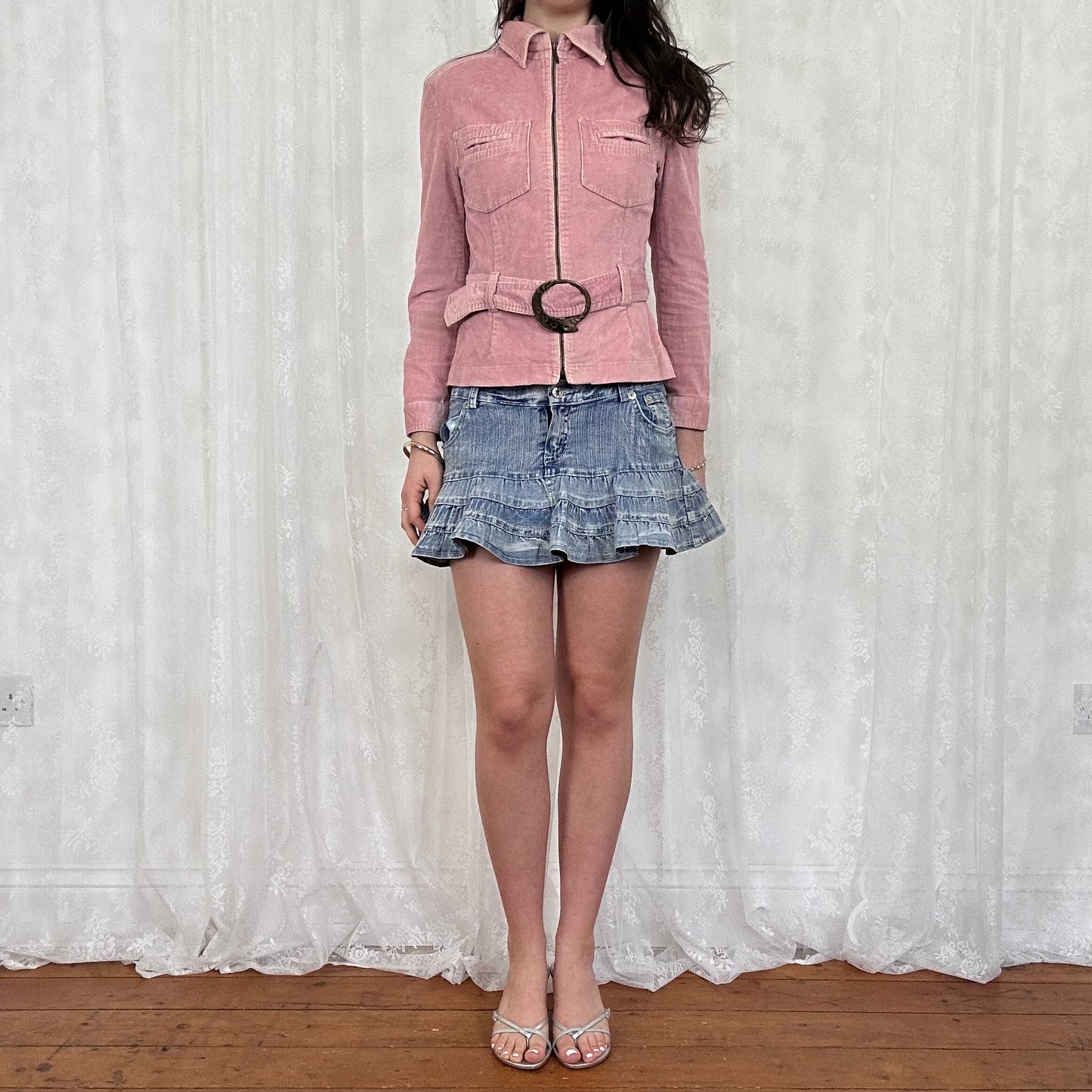 vintage 00s baby pink fitted jacket