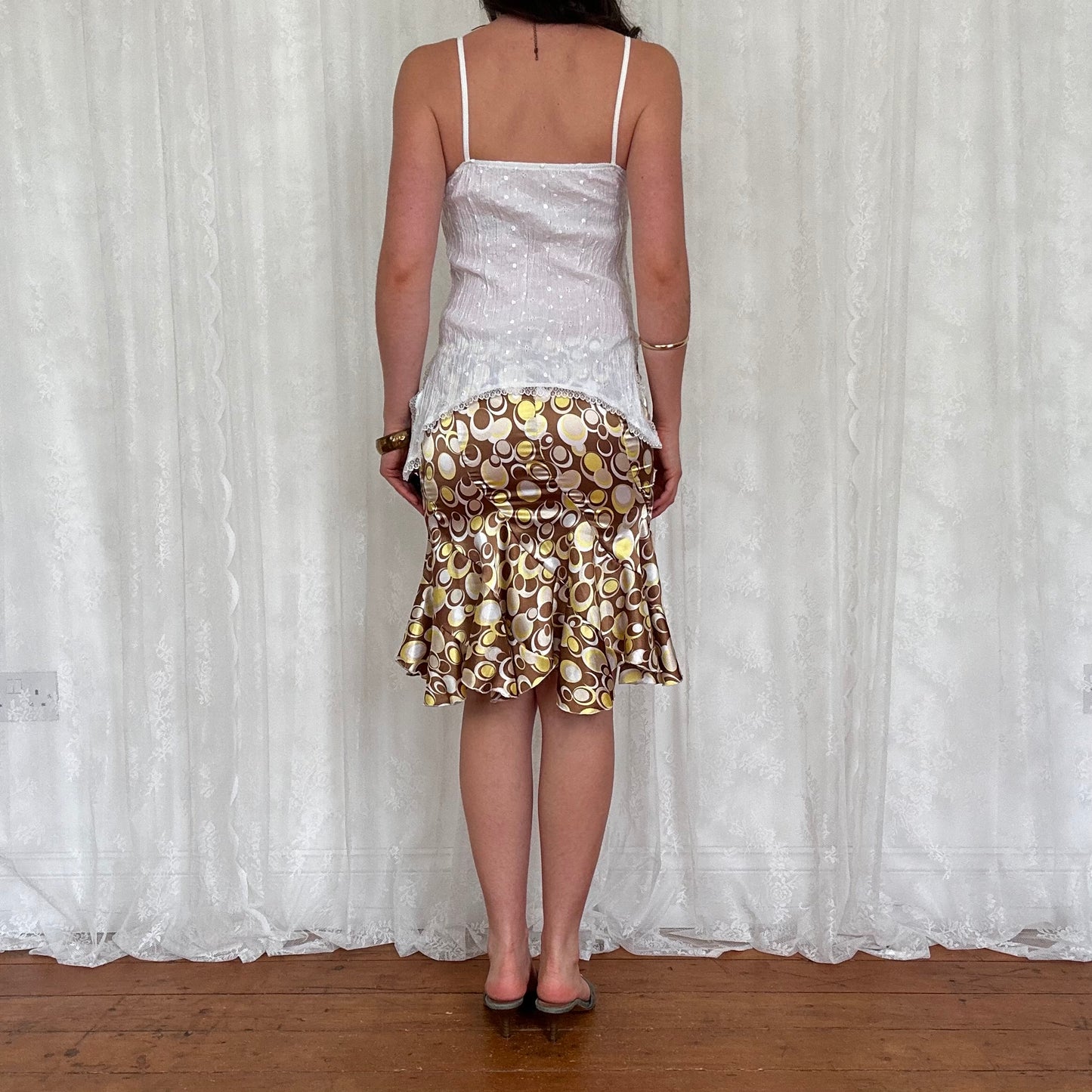 vintage 00s white broderie asymmetrical cami