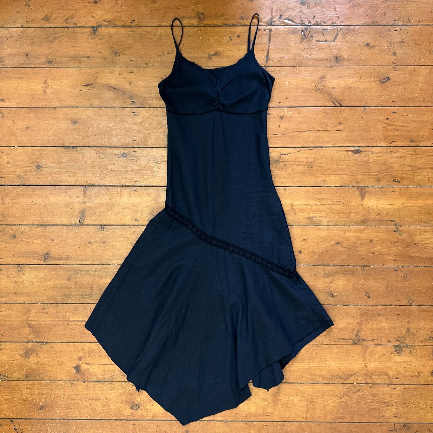 vintage 00s black summer midi dress