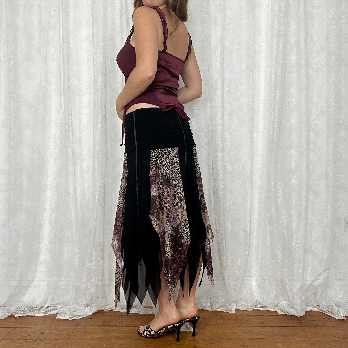 vintage 00s burgundy satin corset cami top