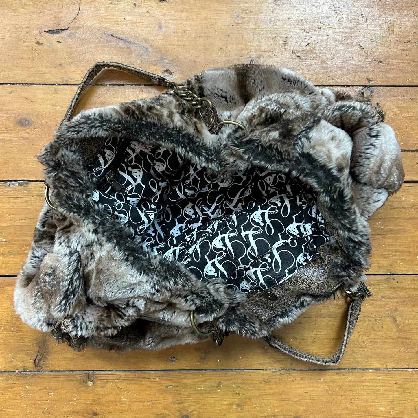 vintage 00s faux fur shoulder bag