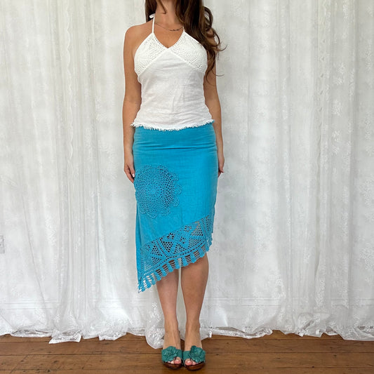 vintage 00s white crochet bust halter top