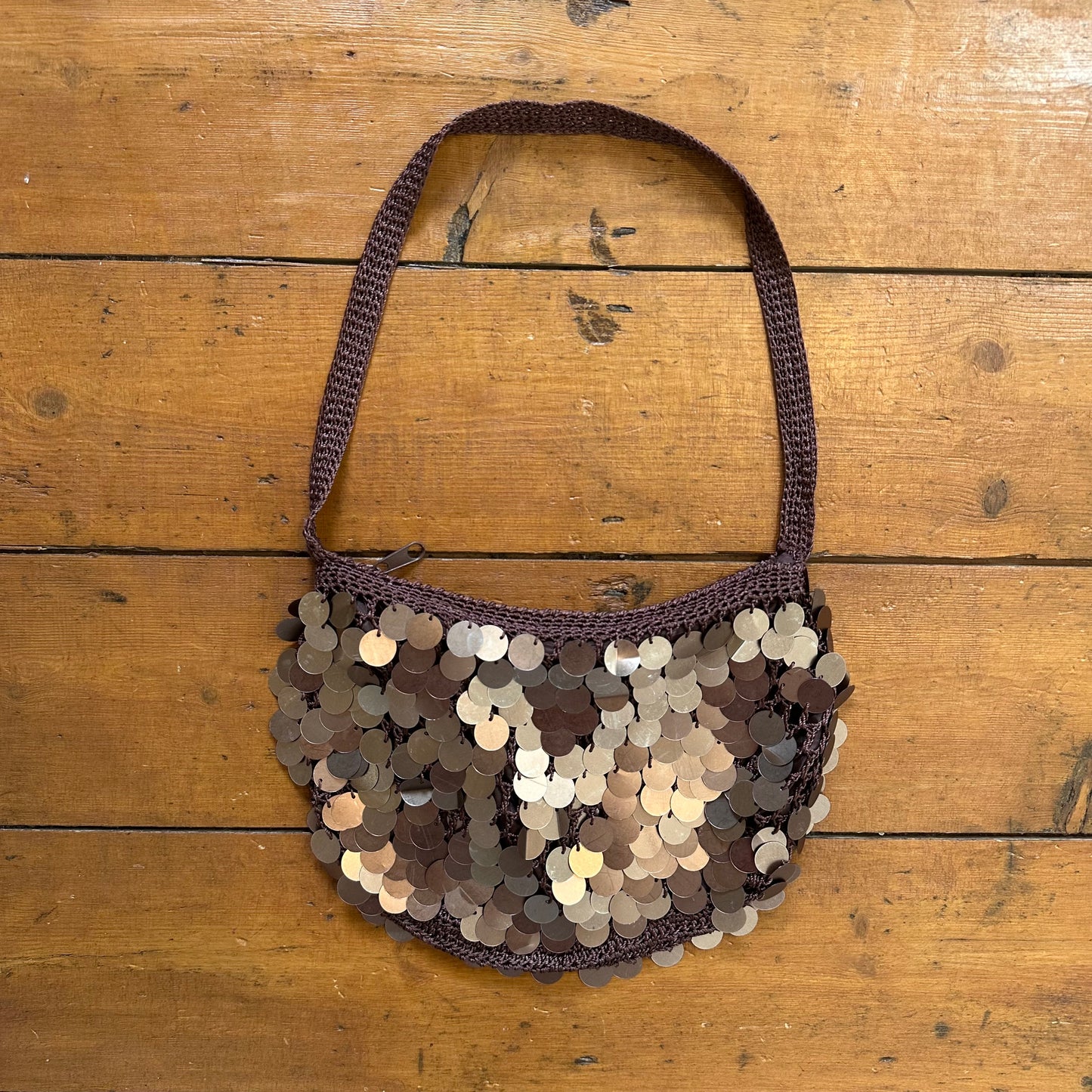 vintage 00s brown sequin mini bag