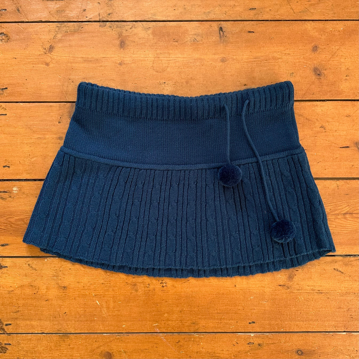 vintage 00s petrol blue knitted micro skirt