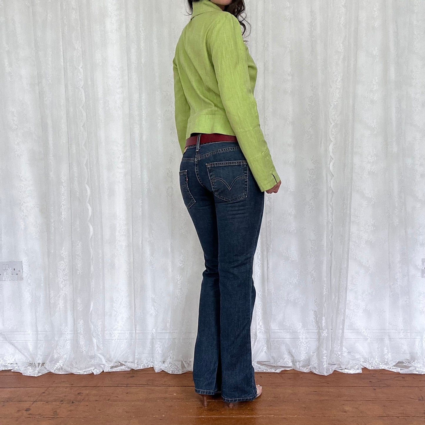 vintage 00s green zip up lightweight jacket